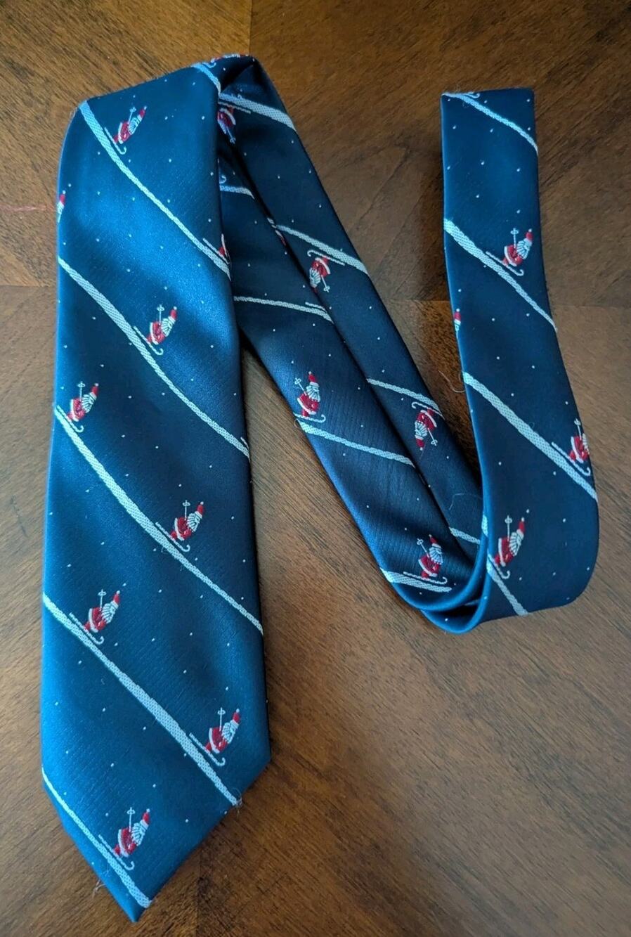 Vintage British Hong Kong Skiing Santa Tie Polyester